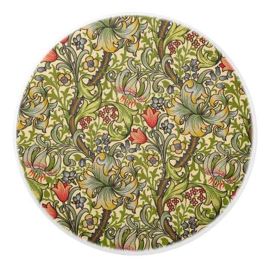 ウィリアムモリスゴールデンリリーヴィンテージフローラデザイン セラミックノブ (正面)