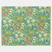 ウィリアムモリスゴールデンリリーヴィンテージフローラデザイン フリースブランケット (正面(横))