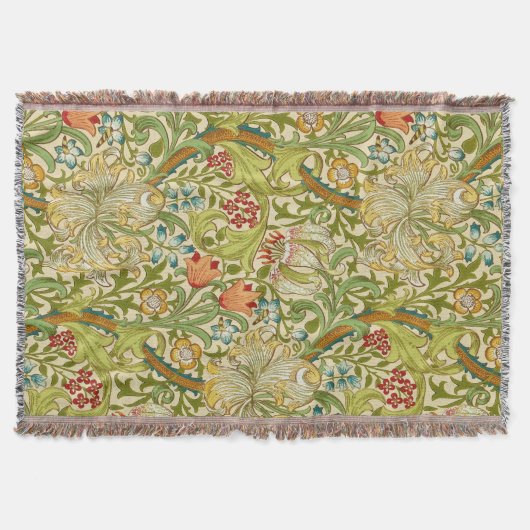 ウィリアムモリスゴールデンリリーヴィンテージプレラファエリート スローブランケット (正面)