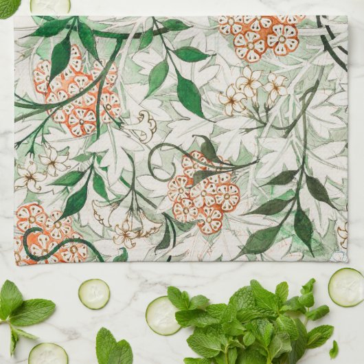 ウィリアムモリスジャスミンガーデンフラワークラシック キッチンタオル (折り畳み)