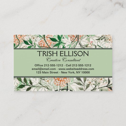 ウィリアムモリスジャスミンガーデンフラワークラシック 名刺 (裏面)