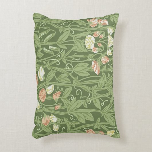 ウィリアムモリススイートピーフローラデザイン アクセントクッション (正面(垂直))