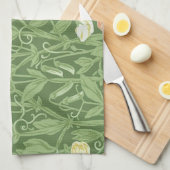 ウィリアムモリススイートピーフローラデザイン キッチンタオル (四つ折り)