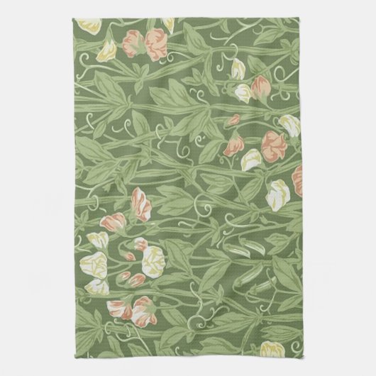 ウィリアムモリススイートピーフローラデザイン キッチンタオル (縦)