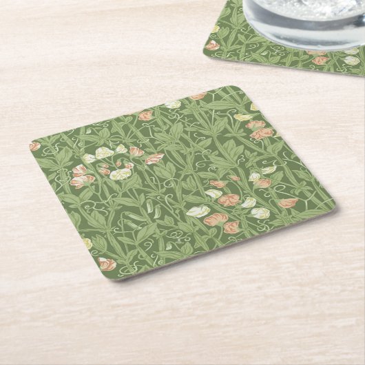 ウィリアムモリススイートピーフローラデザイン スクエアペーパーコースター (アングル)