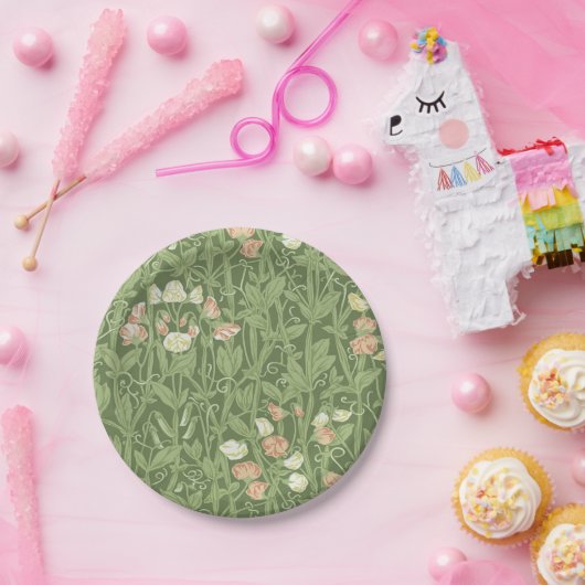 ウィリアムモリススイートピーフローラデザイン ペーパープレート (パーティー)