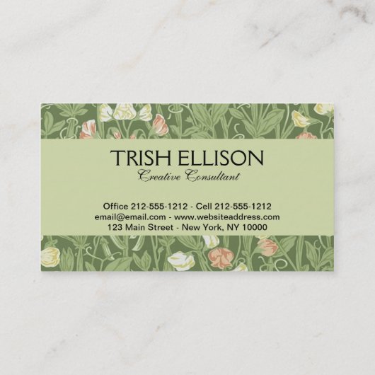 ウィリアムモリススイートピーフローラデザイン 名刺 (裏面)