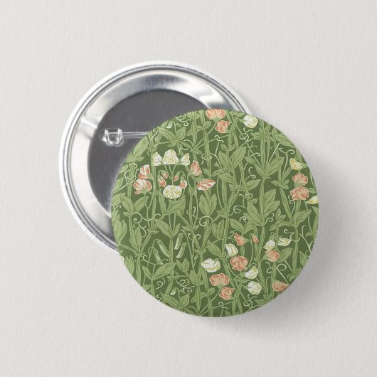 ウィリアムモリススイートピーフローラデザイン 缶バッジ (正面&裏面)
