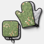 ウィリアムモリススイートピーフローラデザイン 鍋つかみ&鍋敷きセット (正面/裏面)