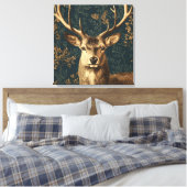 ウィリアムモリススタイルヴィンテージディアー キャンバスプリント (インサイチュ (寝室))