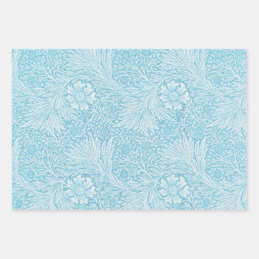 ウィリアムモリススタイルヴィンテージブルーラッピング紙 ラッピングペーパーシート (正面3)