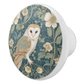 ウィリアムモリススタイル右ティール（緑がかった色）クリームバーンドウル セラミックノブ (右)