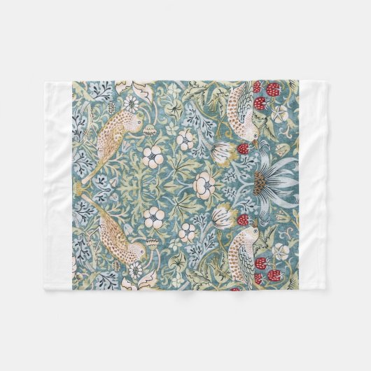 ウィリアムモリスストロベリーシーフライトデザイン フリースブランケット (正面(横))