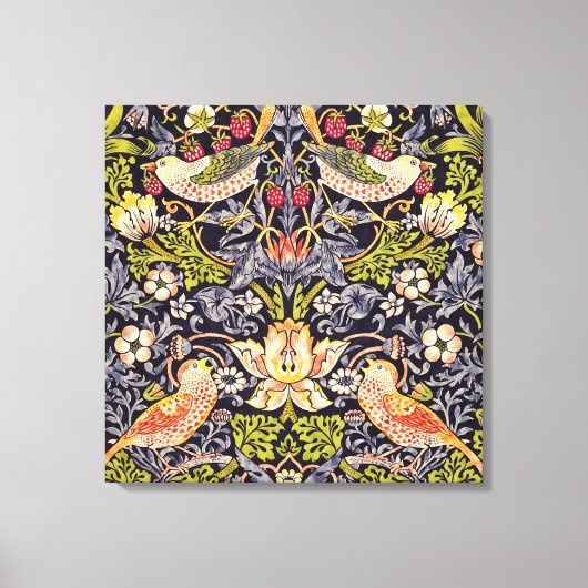 ウィリアムモリスストロベリートラフーズフローラアールヌーボー キャンバスプリント (正面)