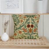 ウィリアムモリスセージ緑の錆とクリームフローラ クッション