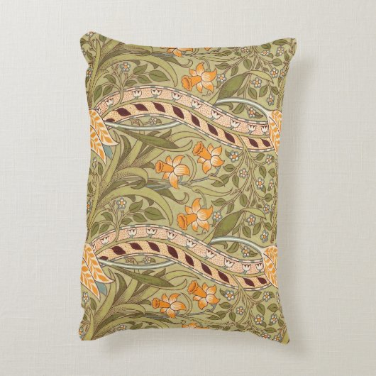 ウィリアムモリスダフォディルガーデンフラワークラシックボタ アクセントクッション (裏面(縦))