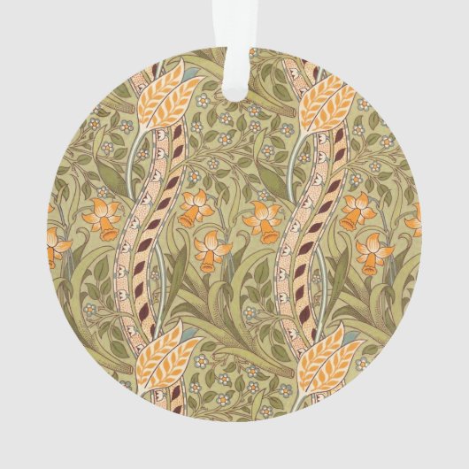 ウィリアムモリスダフォディルガーデンフラワークラシックボタ オーナメント (裏面)