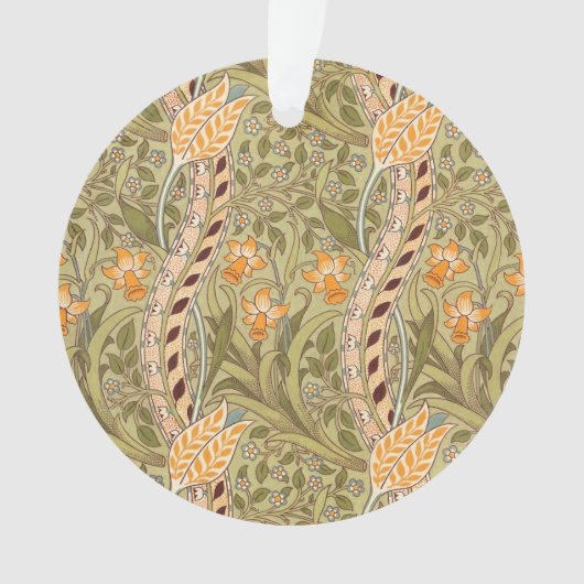 ウィリアムモリスダフォディルガーデンフラワークラシックボタ オーナメント (正面)