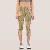 ウィリアムモリスダフォディルガーデンフラワークラシックボタ カプリレギンス (正面)