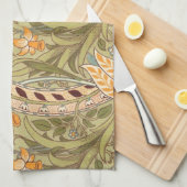 ウィリアムモリスダフォディルガーデンフラワークラシックボタ キッチンタオル (四つ折り)