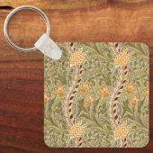 ウィリアムモリスダフォディルガーデンフラワークラシックボタ キーホルダー (正面)