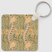 ウィリアムモリスダフォディルガーデンフラワークラシックボタ キーホルダー (裏面)