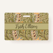 ウィリアムモリスダフォディルガーデンフラワークラシックボタ バッジ (正面)