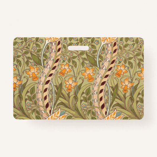 ウィリアムモリスダフォディルガーデンフラワークラシックボタ バッジ (裏面)