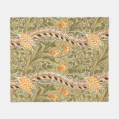 ウィリアムモリスダフォディルガーデンフラワークラシックボタ フリースブランケット (正面(横))