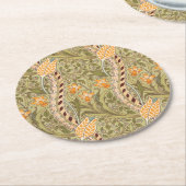 ウィリアムモリスダフォディルガーデンフラワークラシックボタ ラウンドペーパーコースター (アングル)