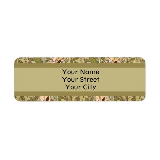 ウィリアムモリスダフォディルガーデンフラワークラシックボタ ラベル (正面)