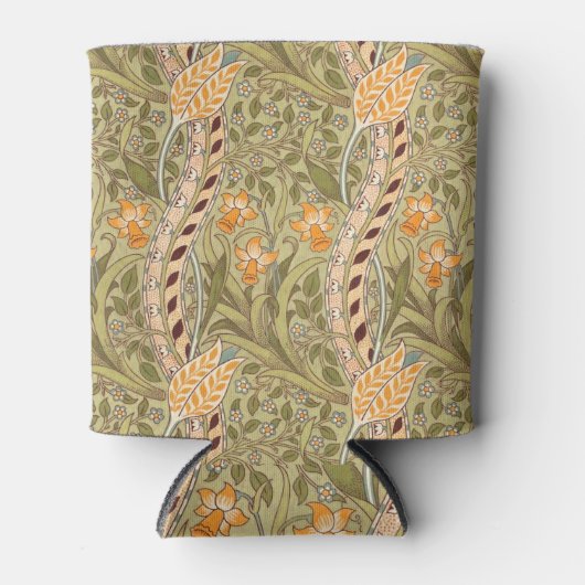 ウィリアムモリスダフォディルガーデンフラワークラシックボタ 缶クーラー (正面)