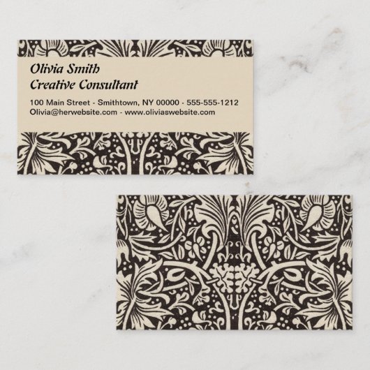 ウィリアムモリスダフォディルフローラ壁紙 名刺 (正面/裏面)