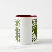 ウィリアムモリスダークグリーンモノグラムアートクラフツ ツートーンマグカップ (中央)