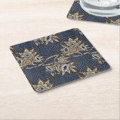 ウィリアムモリスチューリップウィローブルーパターン スクエアペーパーコースター (アングル)