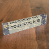 ウィリアムモリスチューリップウィローブルーパターン デスクネームプレート (側面)