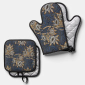 ウィリアムモリスチューリップウィローブルーパターン 鍋つかみ&鍋敷きセット (正面/裏面)