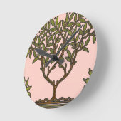 ウィリアムモリスツリーフリーズフローラ壁紙 ラウンド壁時計 (傾斜)