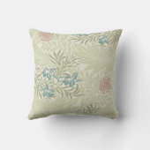 ウィリアムモリスティール(緑がかった色)ブルー&ピンクラークスパーパターン クッション (裏面)