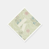 ウィリアムモリスティール（緑がかった色）ブルー&ピンクラークスパーパターン スタンダードカクテルナプキン (角)