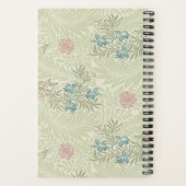 ウィリアムモリスティール（緑がかった色）ブルー&ピンクラークスパーパターン ノートブック (裏面)