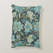ウィリアムモリスティール(緑がかった色)花 アクセントクッション (裏面(縦))