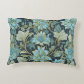 ウィリアムモリスティール(緑がかった色)花 アクセントクッション (裏面)