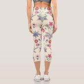 ウィリアムモリスデイジーフローラルパターンレッドオレンジ カプリレギンス (裏面)