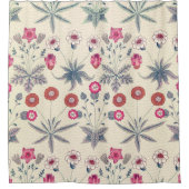 ウィリアムモリスデイジーフローラルパターンレッドオレンジ シャワーカーテン (正面)