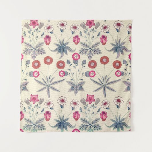 ウィリアムモリスデイジーフローラルパターンレッドオレンジ タペストリー (正面)