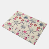 ウィリアムモリスデイジーフローラルパターンレッドオレンジ ドアマット (アングル)