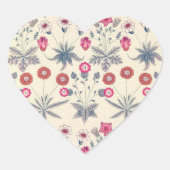 ウィリアムモリスデイジーフローラルパターンレッドオレンジ ハートシール (正面)
