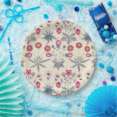 ウィリアムモリスデイジーフローラルパターンレッドオレンジ ペーパープレート (パーティー)