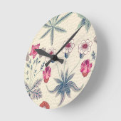 ウィリアムモリスデイジーフローラルパターンレッドオレンジ ラウンド壁時計 (傾斜)